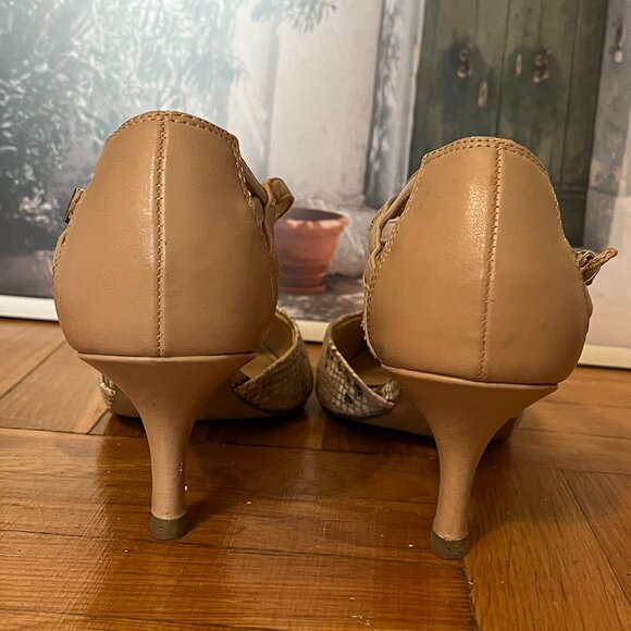 Snake Print Ankle Strap Pumps - Picture 7 of 12